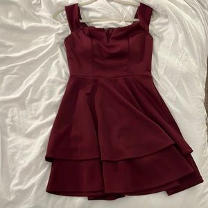 Maroon off the shoulder dress